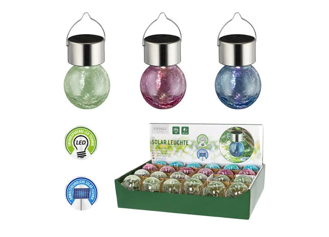 Bunte Solarleuchte mit Rissen, 3er-Pack, ca. 6x13cm - Beleuchtung für den Garten mit Solarenergie TK Gruppe® Grosshandel 