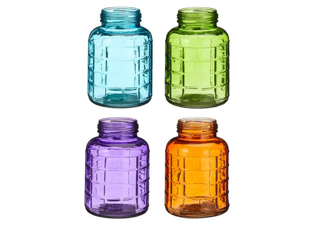 Bunte Windlichter, Klein, 4er-Set, ca. 14cm Durchmesser x 21cm Höhe, Dekorativ TK Gruppe® Grosshandel 