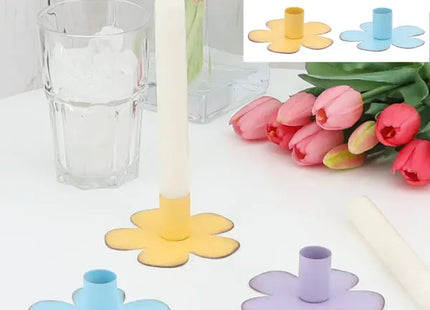 Bunter Blumen-Kerzenständer, 4er-Set, Durchmesser 10 cm TK Gruppe® Grosshandel 