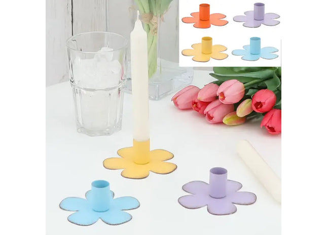 Bunter Blumen-Kerzenständer, 4er-Set, Durchmesser 10 cm TK Gruppe® Grosshandel 