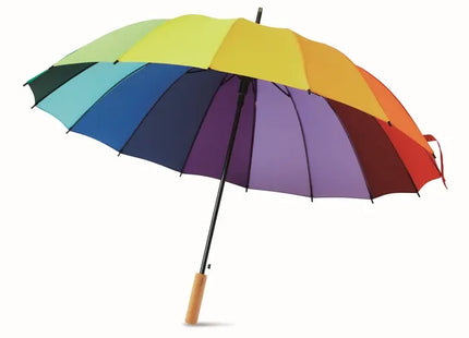 Bunter Regenschirm BOWBRELLA - Regenbogenfarben, Windfest & Stilvoller Wetterschutz TK Gruppe® Grosshandel 