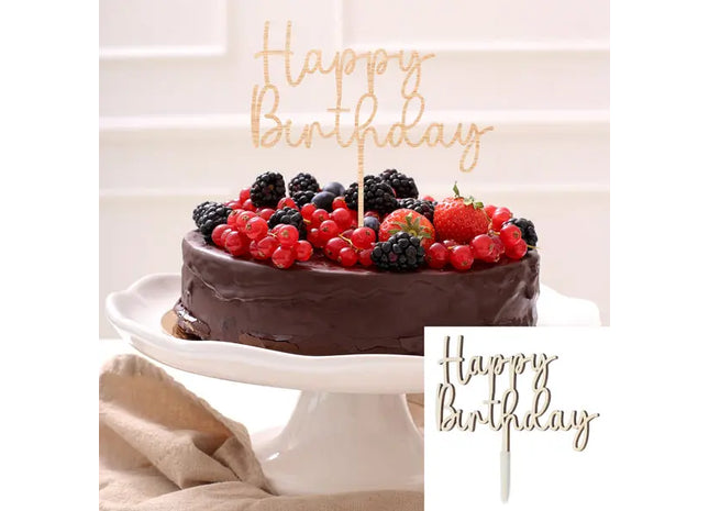 Bunter 'Happy Birthday' Cake Topper, ca. 16 cm - Perfekte Geburtstagsdeko TK Gruppe® Grosshandel 