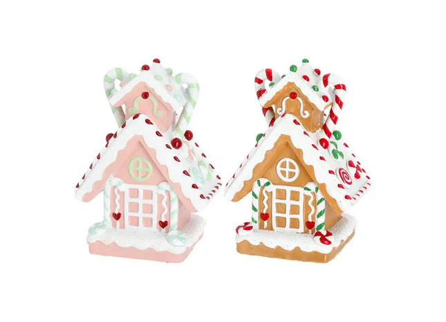 Buntes Candy Lebkuchenhaus-Set, Festliche Deko, 2 Stück, 11x15 cm TK Gruppe® Grosshandel 