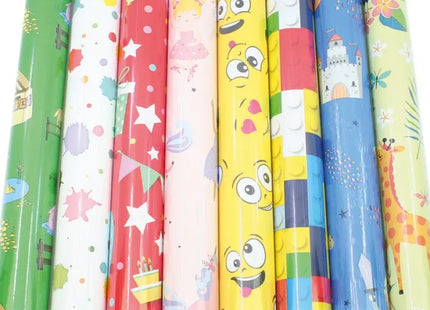 Buntes Geschenkpapier: Rolle mit 2m Länge und 70cm Breite, kinderfreundliche Motive TK Gruppe® Grosshandel 