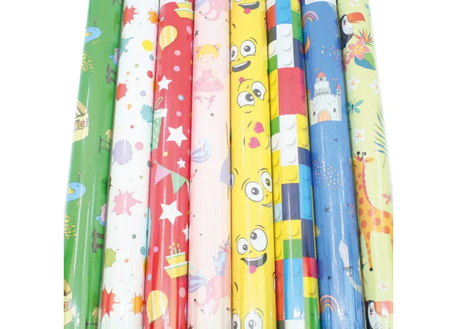 Buntes Geschenkpapier: Rolle mit 2m Länge und 70cm Breite, kinderfreundliche Motive TK Gruppe® Grosshandel 