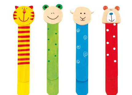 Buntes Holz-Lesezeichen FUNNY ANIMALS - 4-fach sortiert - Einzelpreis TK Gruppe® Grosshandel 