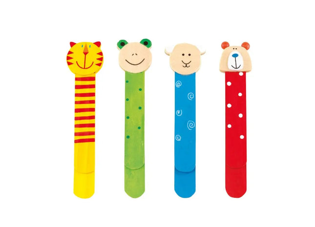 Buntes Holz-Lesezeichen FUNNY ANIMALS - 4-fach sortiert - Einzelpreis TK Gruppe® Grosshandel 