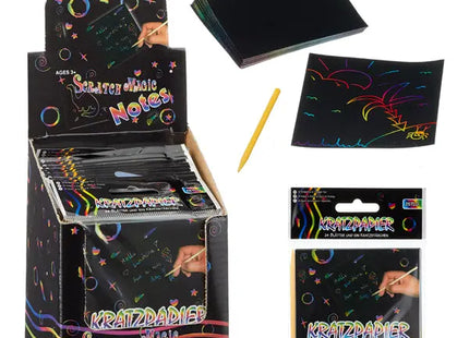 Buntes Kratzpapier-Set, 25 Stück, 8,5x8,5 cm – Kreatives Bastelset TK Gruppe® Grosshandel 