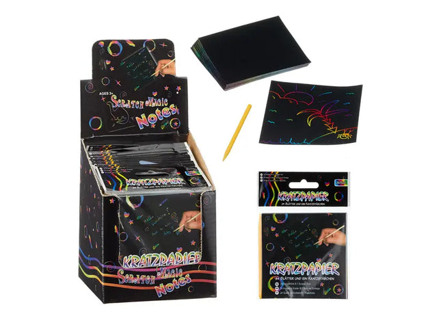 Buntes Kratzpapier-Set, 25 Stück, 8,5x8,5 cm – Kreatives Bastelset TK Gruppe® Grosshandel 