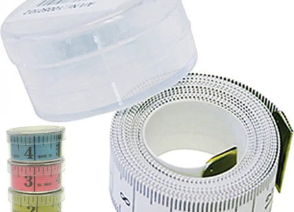 Buntes Maßband 150cm in transparenter Box, kompakt 5x2cm TK Gruppe® Grosshandel 