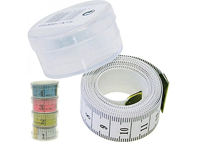 Buntes Maßband 150cm in transparenter Box, kompakt 5x2cm TK Gruppe® Grosshandel 