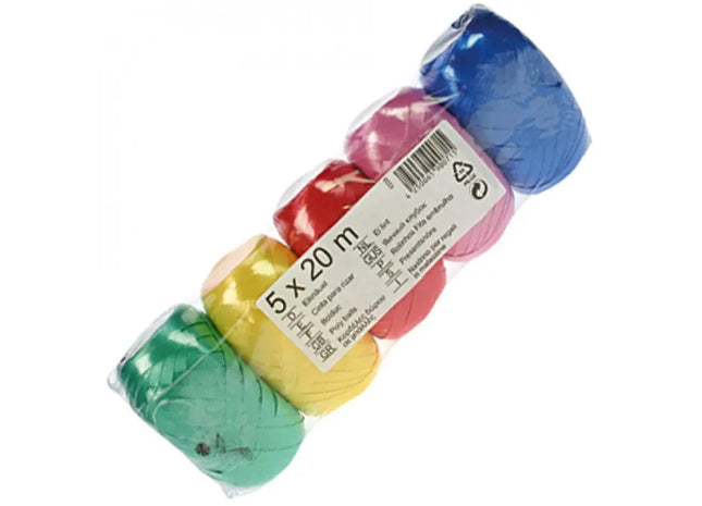 Buntes Schleifenband-Set, 20m, Verschiedene Farben, 5er-Pack - Ideal für Geschenke und Basteln TK Gruppe® Grosshandel 