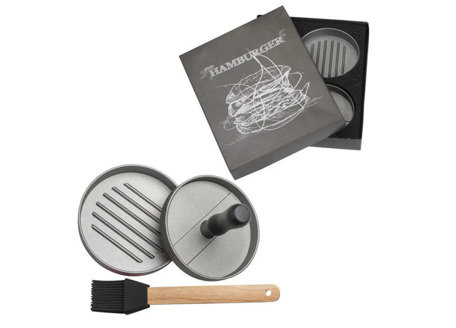 Burgerpresse mit Silikonpinsel Texas, schwarz, BBQ-Presswerkzeug für perfekte Burger TK Gruppe® Grosshandel 