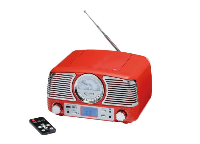 CD-Radio-Kombigerät DINER in Rot und Silber - Moderner Musikgenuss TK Gruppe® Grosshandel 