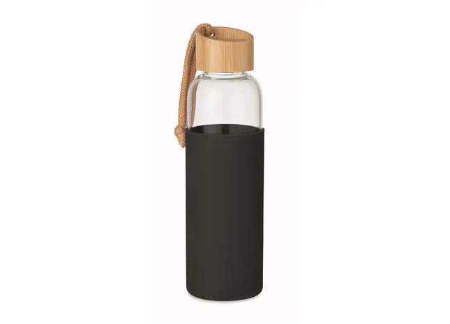 CHAI Schwarze Glas-Trinkflasche, 500 ml, Elegant & Funktional TK Gruppe® Grosshandel 