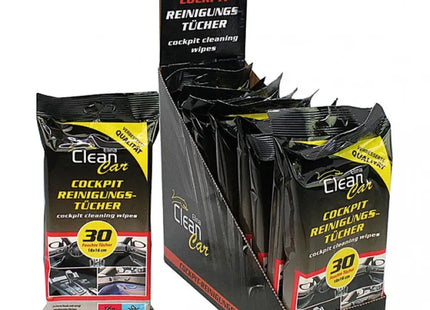 CLEAN Car Cockpit-Feuchttücher, 30 Stück, 18x16cm, Schnelle Innenreinigung TK Gruppe® Grosshandel 