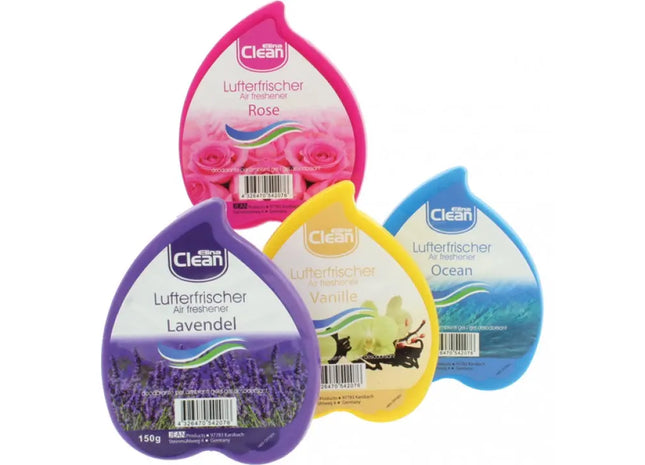 CLEAN Duftgel-Lufterfrischer, 150g, 4 Verschiedene Düfte - Langanhaltende Frische TK Gruppe® Grosshandel 