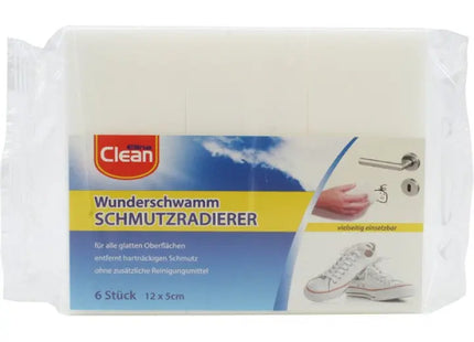 CLEAN Wunderschwamm Set, 6 Schmutzradierer, 12x5x2cm, Vielseitige Reinigung TK Gruppe® Grosshandel 