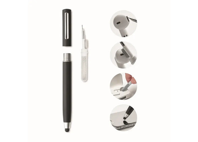 CLEANPEN Kugelschreiber mit Reinigungsset – Schwarz, Multifunktional TK Gruppe® Grosshandel 