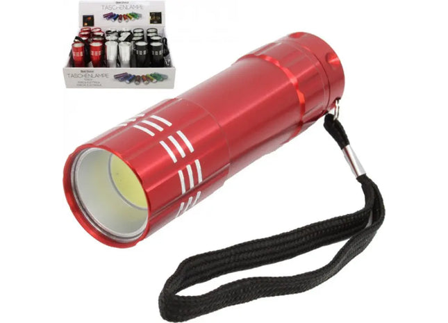 COB-LED Taschenlampe, 9cm, in 3 Farben sortiert, Displayverpackung TK Gruppe® Grosshandel 