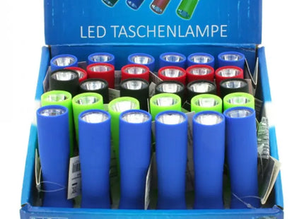COB-LED Taschenlampen 9.5x2cm in Display, 4 Farben Sortiert - Kompakte Beleuchtung TK Gruppe® Grosshandel 