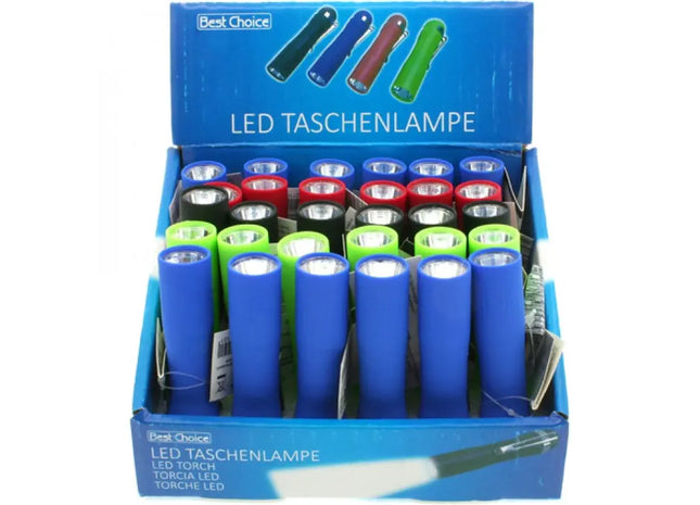 COB-LED Taschenlampen 9.5x2cm in Display, 4 Farben Sortiert - Kompakte Beleuchtung TK Gruppe® Grosshandel 
