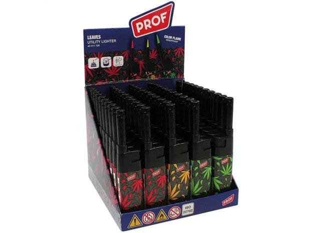 COBIA Leaves Feuerzeug mit buntem Flammenmuster, im Verkaufsdisplay TK Gruppe® Grosshandel 