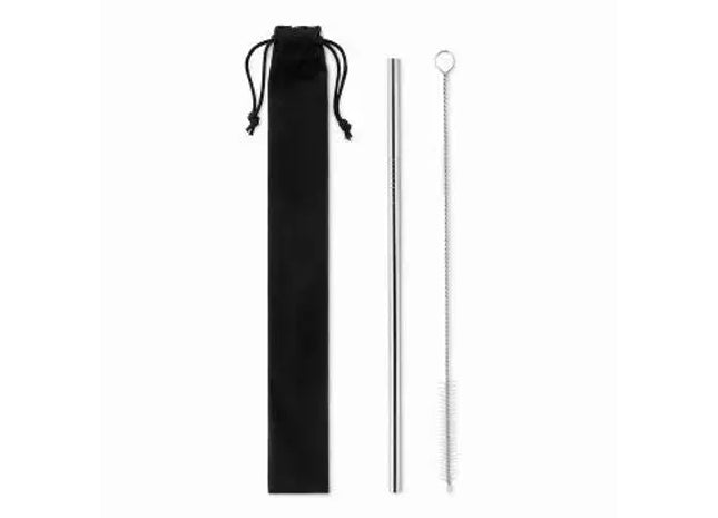 COLD STRAW Edelstahl-Trinkhalm-Set in Mattsilber: Stilvoll & Kühles Design TK Gruppe® Grosshandel