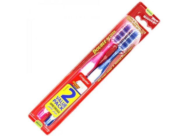 COLGATE Doppelwirkung Medium Zahnbürste, 18cm, 2er-Pack – Effektive Zahnreinigung TK Gruppe® Grosshandel 