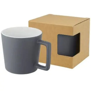 Cali 370 ml Keramiktasse mit matter Oberfläche - Weiß-Grau Matt, Hochwertiger Becher, Spülmaschinenfest TK Gruppe® Grosshandel 
