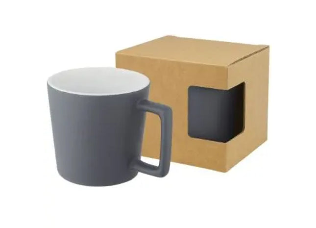 Cali 370 ml Keramiktasse mit matter Oberfläche - Weiß-Grau Matt, Hochwertiger Becher, Spülmaschinenfest TK Gruppe® Grosshandel 