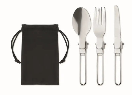 Camping-Besteck 3-teilig STAPI SET - robust, tragbar, schwarz TK Gruppe® Grosshandel 