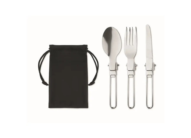 Camping-Besteck 3-teilig STAPI SET - robust, tragbar, schwarz TK Gruppe® Grosshandel 
