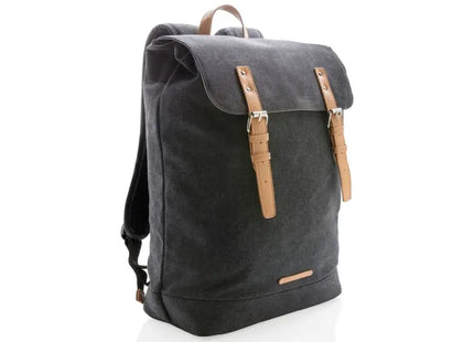 Canvas Laptop-Rucksack, PVC-frei - Stilvoll & Umweltfreundlich - Schwarz TK Gruppe® Grosshandel 