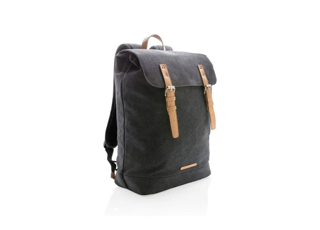 Canvas Laptop-Rucksack, PVC-frei - Stilvoll & Umweltfreundlich - Schwarz TK Gruppe® Grosshandel 