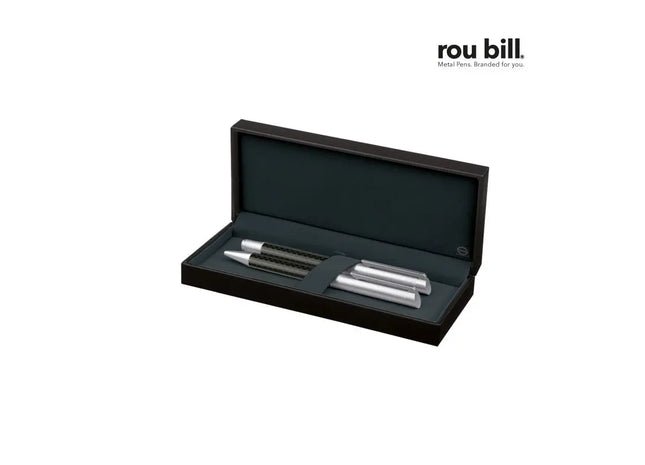 Carbon Line Duo: Drehkugelschreiber & Rollerball-Set - Silberfarben TK Gruppe® Grosshandel 