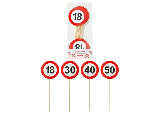 Celebration Picks, Circular Birthday Theme, 6-Pack, 4 per Set, Around 26cm Length TK Gruppe® Grosshandel 