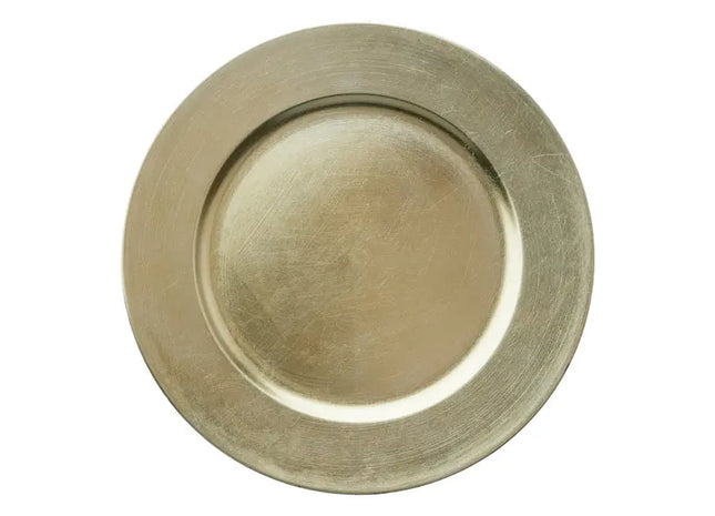 Champagnerfarbener Dekoteller, Ca. 33 cm Durchmesser - Stilvolles Wohnaccessoire TK Gruppe® Grosshandel 