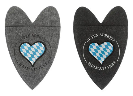 Charmante Filz Bestecktasche mit Herz - Heimatliebe Design | 2er Set | Stilvoll & Robust TK Gruppe® Grosshandel 