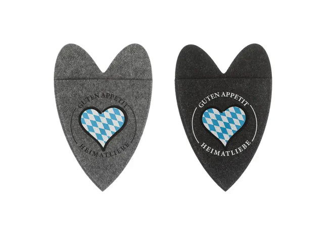 Charmante Filz Bestecktasche mit Herz - Heimatliebe Design | 2er Set | Stilvoll & Robust TK Gruppe® Grosshandel 