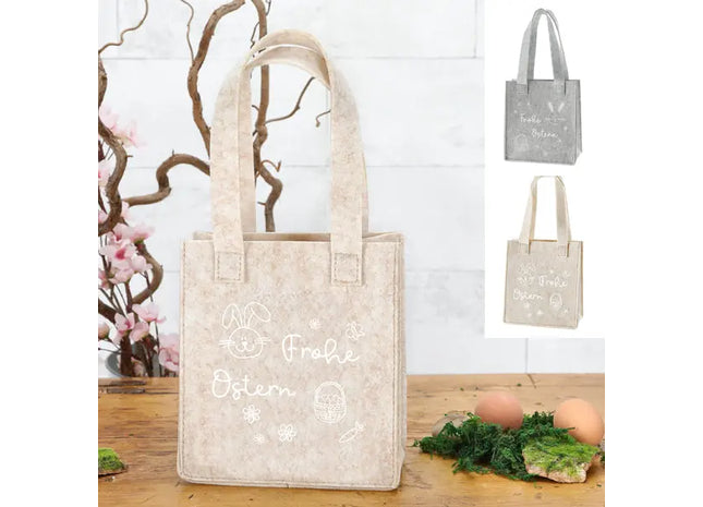 Charmante Filztasche - Frohe Ostern Design, 4er Set | Festliche Filz-Geschenktaschen, ca. 20cm Höhe TK Gruppe® Grosshandel 