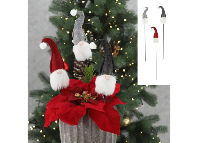 Charmanter Metallstecker Wichtel mit Filzhut, 3er Set, 40cm - Dekorative Gartenzwerge TK Gruppe® Grosshandel 