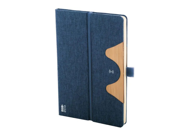 Chatom RPET Kabelloses Ladegerät & Notizbuch - Tiefblau TK Gruppe® Grosshandel 