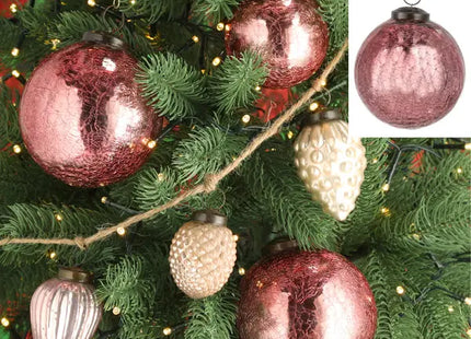 Christbaumkugel Crackle-Effekt, pink, groß, ca. 10cm Durchmesser – Festlicher Baumschmuck TK Gruppe® Grosshandel 