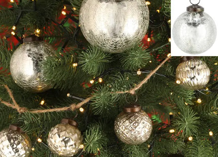 Christbaumkugel Crackle, silber, klein, ca. 8cm Durchmesser – Weihnachtsdeko Kugel TK Gruppe® Grosshandel 