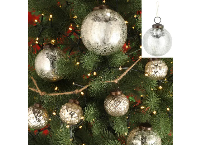 Christbaumkugel Crackle, silber, klein, ca. 8cm Durchmesser – Weihnachtsdeko Kugel TK Gruppe® Grosshandel 