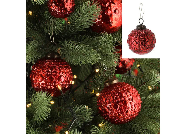 Christbaumkugel Dekoration, rot, klein, ca. 8cm Durchmesser – Weihnachtsbaum-Ornament TK Gruppe® Grosshandel 