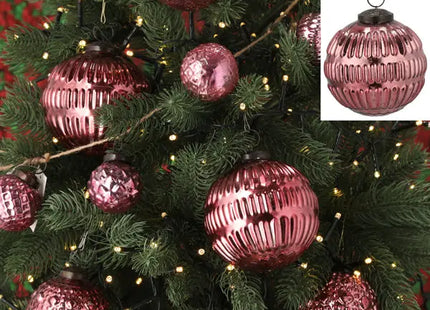 Christbaumkugel Ornament, pink, groß, ca. 10cm Durchmesser – Weihnachtskugel, festlicher Baumschmuck TK Gruppe® Grosshandel 
