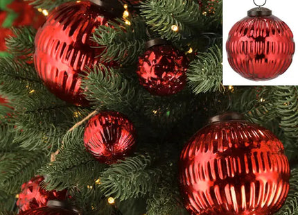 Christbaumkugel Ornament, rot, groß, ca. 10cm Durchmesser – Weihnachtsdeko, festlicher Baumschmuck TK Gruppe® Grosshandel 