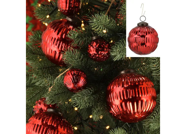 Christbaumkugel Ornament, rot, groß, ca. 10cm Durchmesser – Weihnachtsdeko, festlicher Baumschmuck TK Gruppe® Grosshandel 